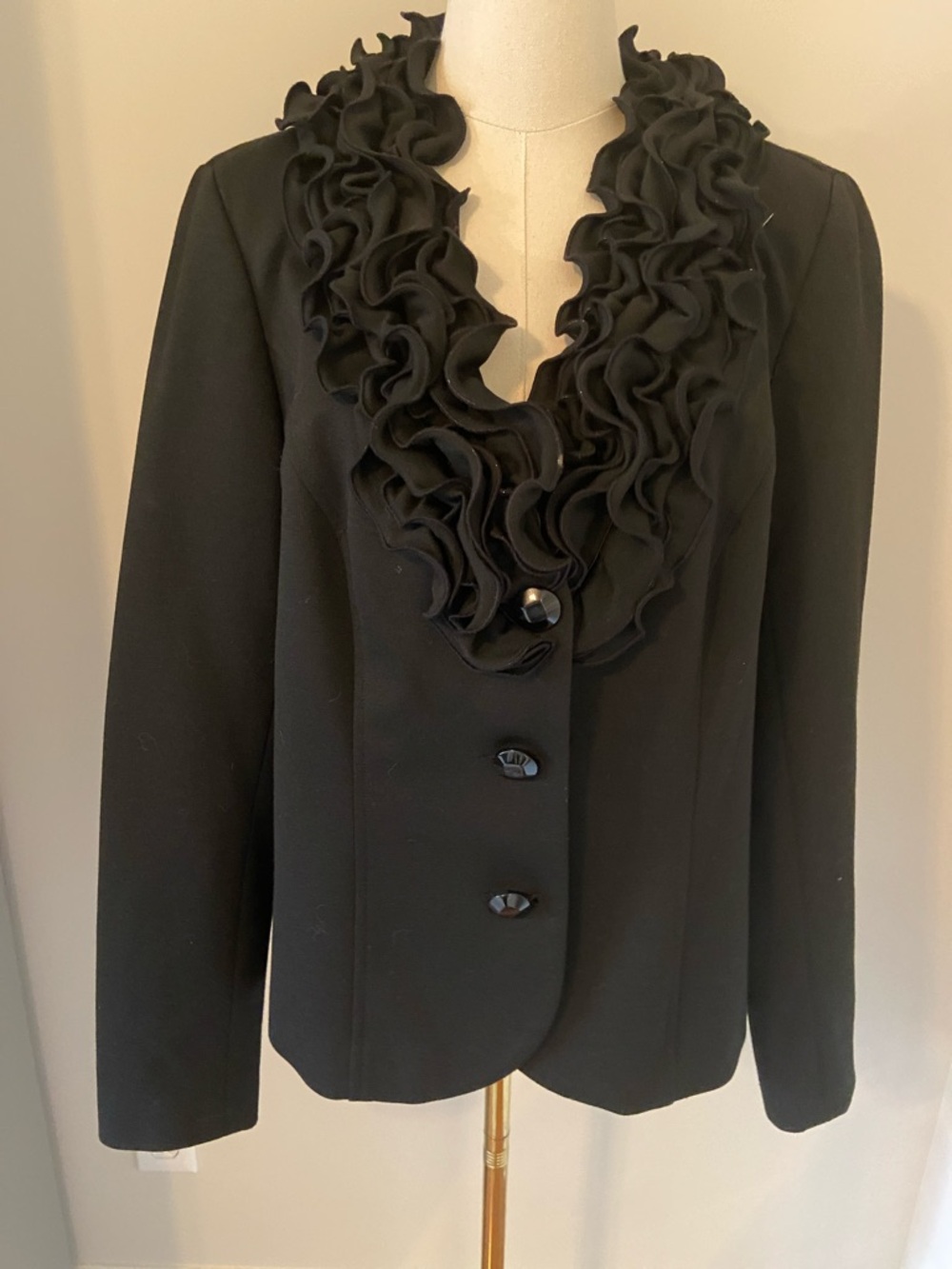 Tribal Black Ruffle-Collar Blazer Jacket